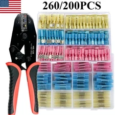 260/200PCS Assortment Heat Shrink Wire Connectors Marine Spade Crimp Terminals 