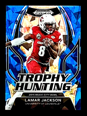 Lamar Jackson 2023 Prizm Draft Blue Ice TROPHY HUNTING 40/99 Cardinals Ravens
