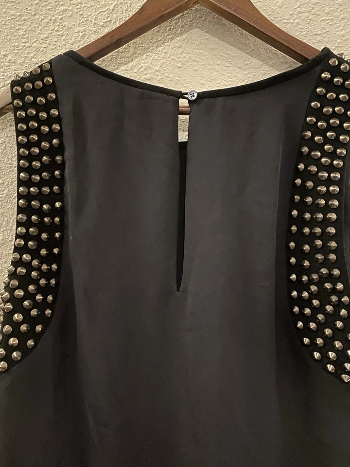 Haute Hippie spiked studded silk leather Trim dress Women’s Size Medium - Image 4 of 4