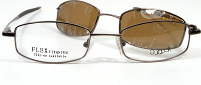 OutLook COFFEE Eyeglasses 2141 49-19-135 Magnetic Clip-On Brown Polarized Lenses