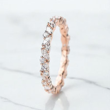marquise Cut Lab-Created Diamond Full Eternity Band 14K Rose Gold Plated