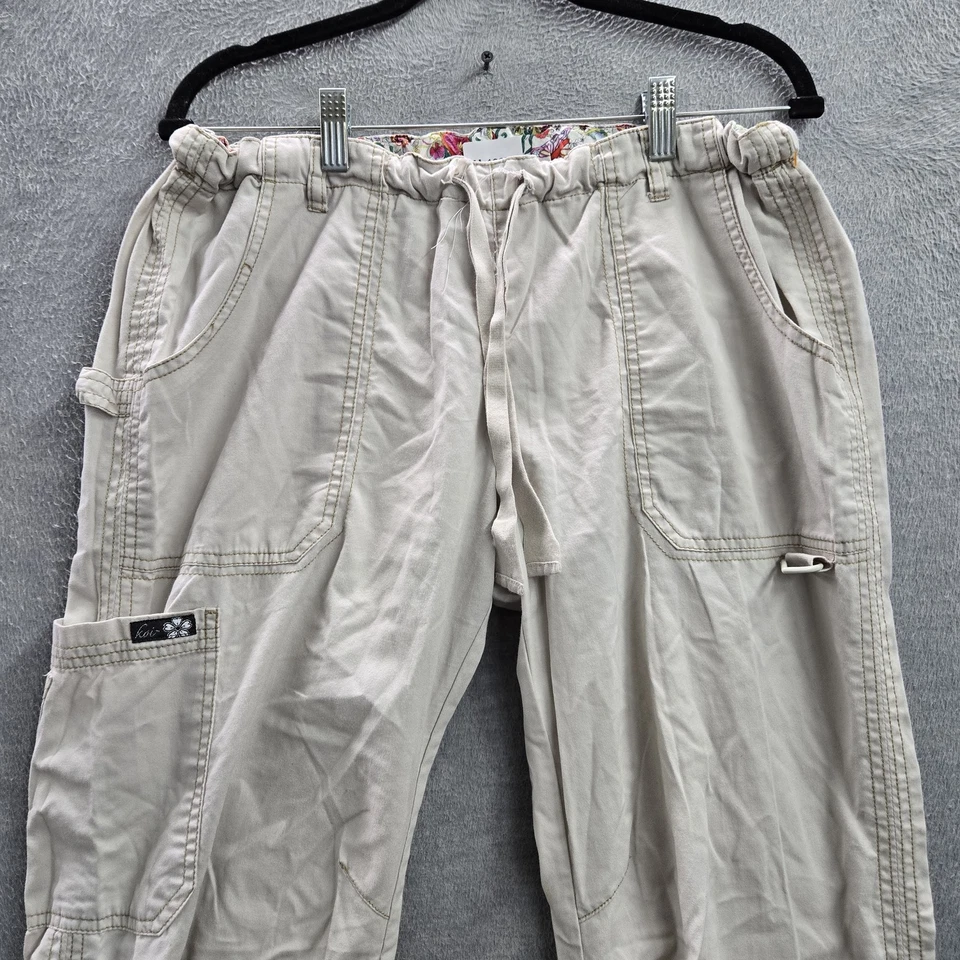 Pantalones Médicos Koi Mujer M Beige Carga Botón Relajado 29" Entrepierna Foto 3 de 4
