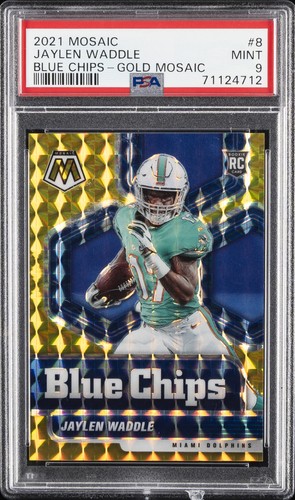 Jaylen Waddle [Gold Mosaic] #8 2021 Panini Mosaic Blue Chips card