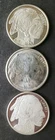 Lot of Three 1oz Silver Buffalo Rounds