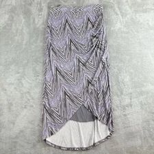 Maeve Anthropology Midi Skirt Medium Purplke White Chevron Print Tulip Boho Chic