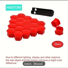 20x BOLT COVERS 17MM RED ABS CAR WHEEL CAPS UNIVERSAL NUT COVERS