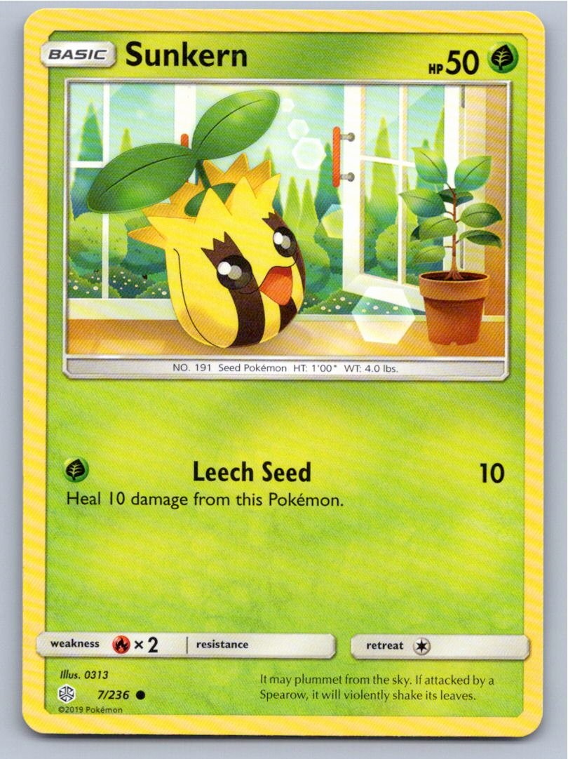 2019 POKEMON SUNKERN COSMIC ECLIPSE 7/236 C NM A67068 FREE S&H