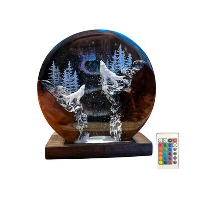 Aurora Borealis Lamp Howling Wolf Northern Lights Lamp Alaska, Special Gift