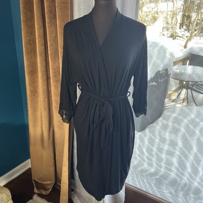 Love by Gap Maternity Modal & Spandex Black Robe w/ Lace Trimmed Sleeves Size XS