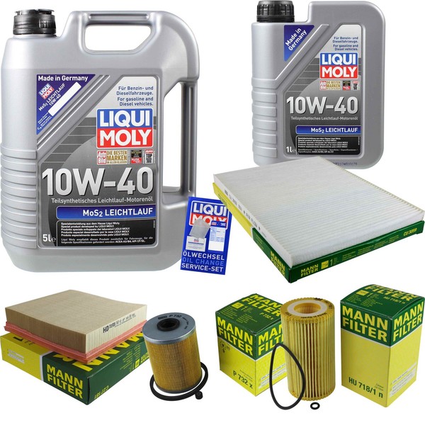 Mann Inspektionspaket 6L Liqui Moly 10W-40 FüR Opel Omega B Caravan 2.2-image