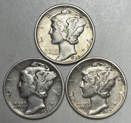 Photo of a 1939-D Mercury Dime from an eBay listing that sold on Jul 20, 2026