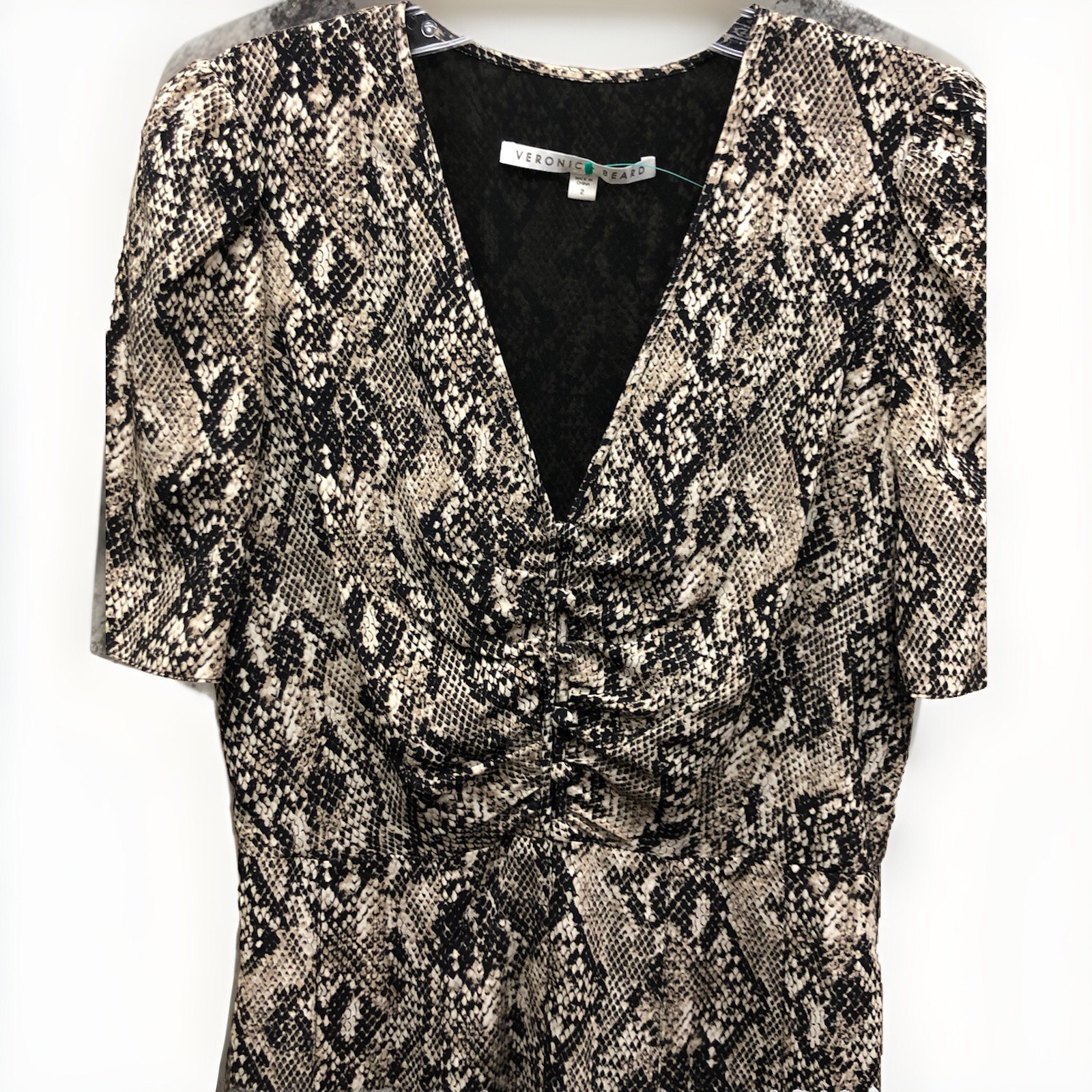 Veronica Beard Ried Python Print  Dress Short Flu… - image 6