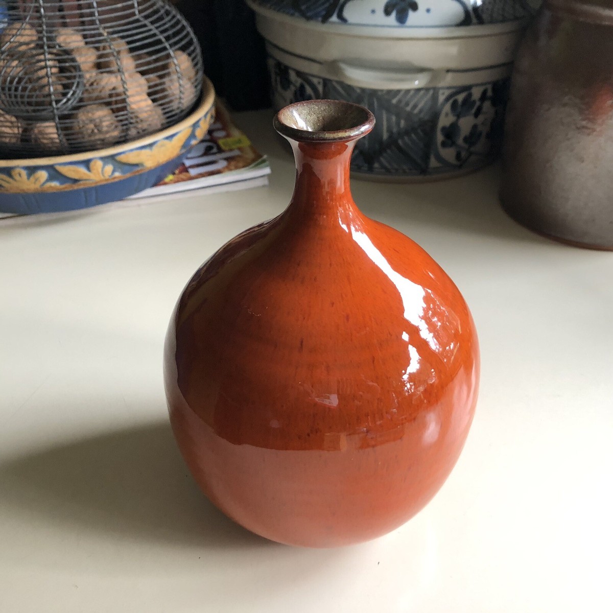 Sylvia Clark Wanda Styron Studio Pottery Bud Vase Burnt Orange
