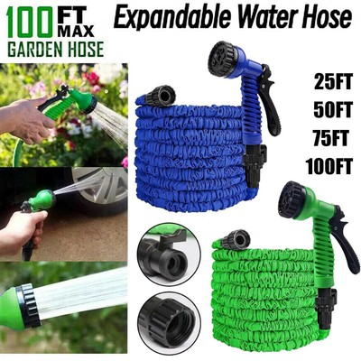 Expandable Garden Hose With Spray Nozzle - Flexible, Lightweight, Choose 25, 50, 75, Or 100FT Length