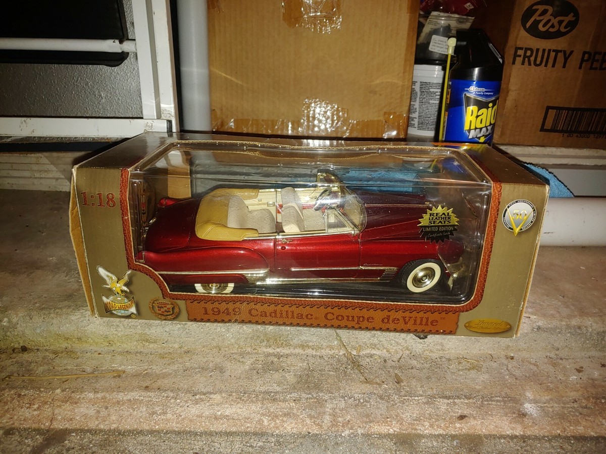 1949 cadillac coupe deville 1/18 die cast iron red leather