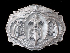 LIVE TO RIDE RIDE TO LIVE BIKER BELT BUCKLE SISKIYOU PEWTER NEW
