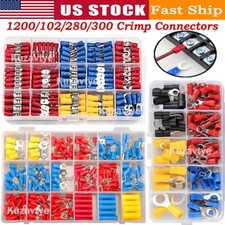1200Pcs Insulated Electrical Wire Terminals - Ring Butt Spade Fork Connector Kit