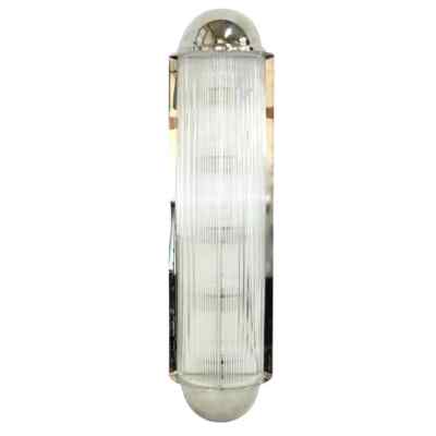Paire D'appliques Murales Longues Style Art Déco Français – Laiton Et Verre – Rétro