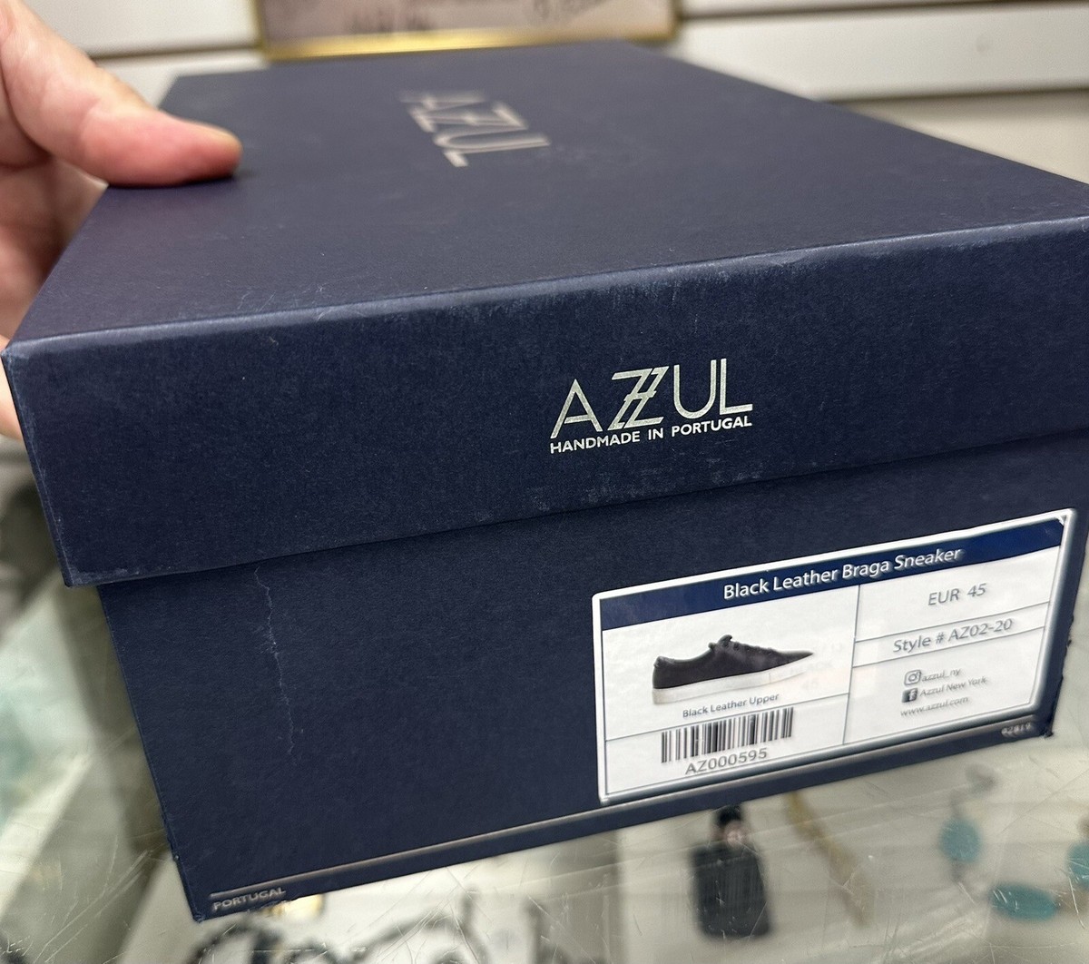 NIB AUTHENTIC AZZUL BLACK GENUINE LEATHER SNEAKER MENS SHOES  display picture 1