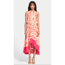 $594~Haute Hippie "Lexi' Print Silk High/Low Dress~XS/S~100%Silk fit like S/M