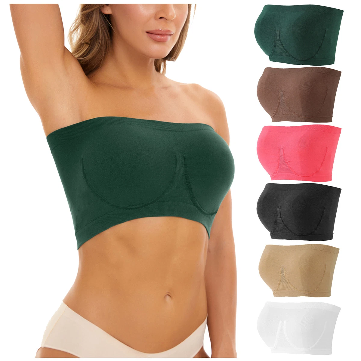 Sports Bras For Women Plus Size Strapless Bra Bandeau Tube Padded