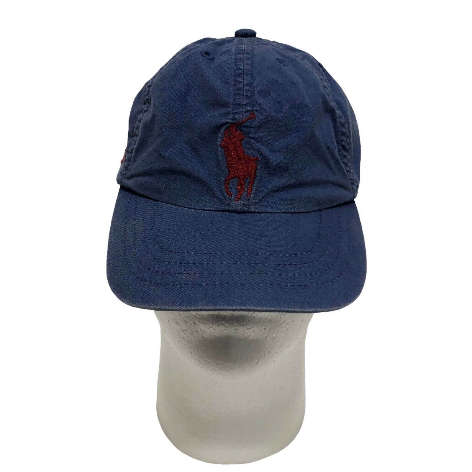 Polo Ralph Lauren One Size 4-7 Boys Hat Cat Distressed Blue Red Large Pony