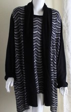 New Misook Sz 2x Exquisite Black White Chevron Twinset Jacket Tank Set Outfit