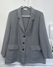 Avanti C&a Navy White Checked Gingham Lightweight Blazer Size 16 Vintage