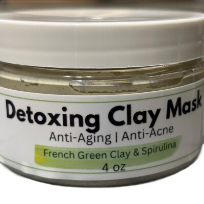 Green French Clay & Spirulina Detoxing Face Mask. Anti-Aging, Moisturizing.