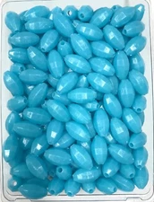    Large Blue Glow Beads 10mm x 18mm (3/8" x 5/8") 50pcs deep drop rigs