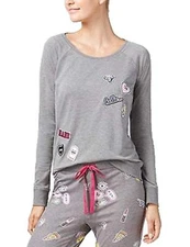Jenni by Jennifer Moore Patches Pajama Top Size  Medium  Color Grey