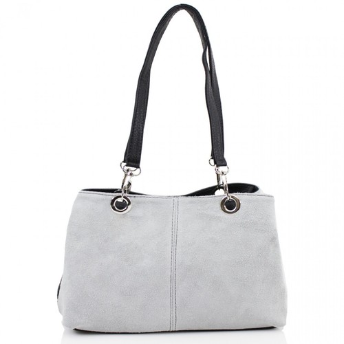 Kleine Damen-Schultertasche aus italienischem Wildleder Dreifachfachfach Obergriff - Bild 18 von 21