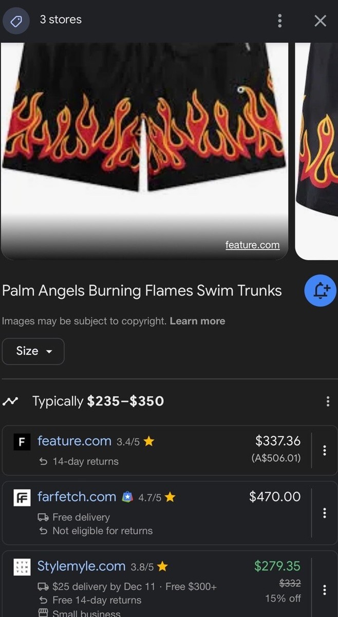 Authentic Palm Angel Burning Flame Swim Trunks XL MSRP $470 Authentic Palm Angel Burning Flame Swim Trunks XL MSRP $470