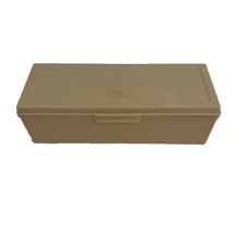 Vintage Thermos Brand Plastic Storage Box Miscellaneous 13 x 4.75 x 4 Tan