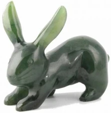 Genuine Canadian Nephrite Jade Jack Rabbit Figurine - Multiple Sizes