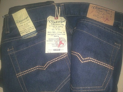Vintage Genes 1891 Slim Straight Fit Sz 28W x 32L New Dark Blue Denim Wash | eBay