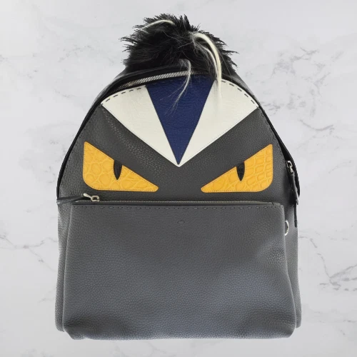 Fendi Selleria Bag 7VZ012 Bugs Eye Monster Backpack Leather Gray Japan  [Unused]
