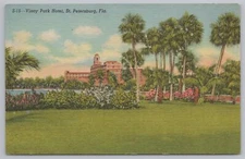 St Petersburg Florida~Vinoy Park Hotel~Linen Vintage Postcard