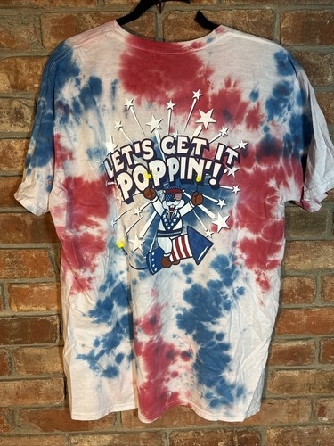 Buc ees Shirt Adult XL Let's Get It Poppin Fireworks USA 4th July Tie Dye - Picture 3 of 3