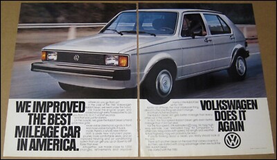 1981 Volkswagen Rabbit Diesel 2-Page Print Ad 1980 Car Auto Advertisement VTG