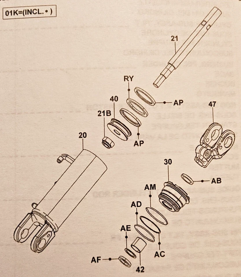 Kit de revisión de cilindro inclinable Toyota Forklift 04655-20094-71 OEM PIEZAS ORIGINALES Foto 3 de 3
