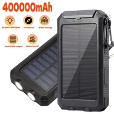 Solar Power Bank 40000mAh Daul USB External Battery Charger for Phone Portable