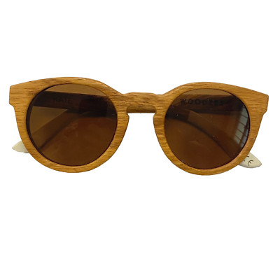 Woodzee Women Kate Wooden Sunglasses Polarized Brown Round Wood Eyewear
