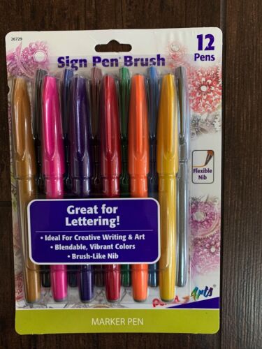 Pentel Arts Sign Pen Brush Touch Fude 12 colors Flexible Nib Calligraphy japan - Afbeelding 1 van 4