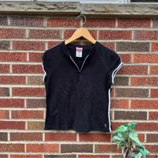 Danskin Black and White Lined Short Sleeve Cap Sleeve Athletic Dance Top