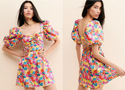 FREE PEOPLE x For Love and Lemons 'Merrill' Puff Sleeve Mini Dress MEDIUM RP$250 - Picture 3 of 21