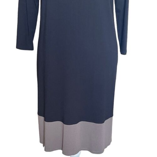 Eileen Fisher Damen Jerseykleid schwarz taupe zweifarbig Gr. XS Viskose dehnbar - Bild 3 von 9