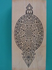 Detailed Large Hanging Holiday Ornament OUTLINES Rubber Stamp