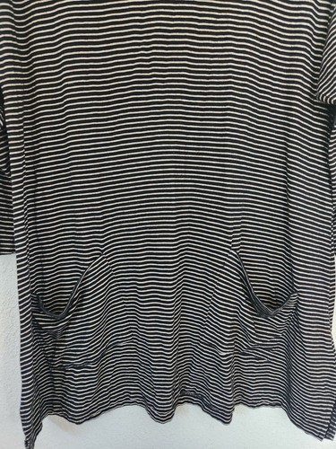Logo By Lori Goldstein 3/4 Sleeve Shirt W/ Pockets Black Brown Womens Small - Picture 2 of 6