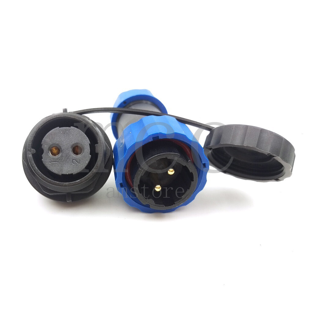 Connecteur électrique étanche IP67 SD20 2 Broches - 25A 380V - Montage Panneau - Fiche Mâle/prise Femelle